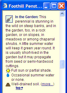 A sample gardening information section
